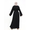 Split Cuff Plain Abaya Black