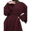 Split Cuff Plain Abaya Plum