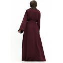 Split Cuff Plain Abaya Plum