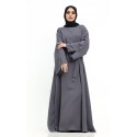 Split Cuff Plain Abaya Grey