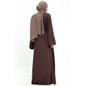 Split Cuff Plain Abaya Brown