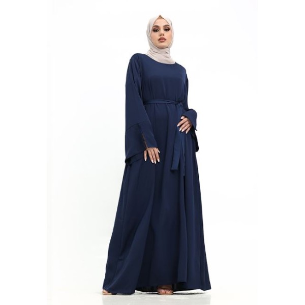 Split Cuff Plain Abaya Navy