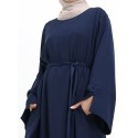 Split Cuff Plain Abaya Navy