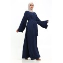 Split Cuff Plain Abaya Navy