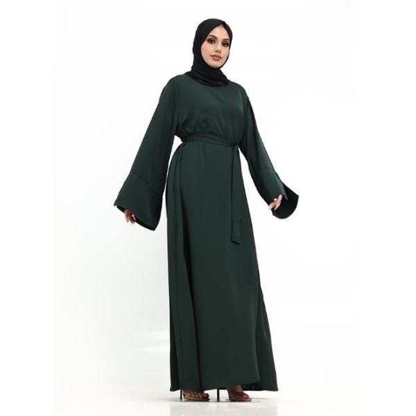 Split Cuff Plain Abaya Green