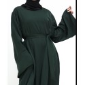 Split Cuff Plain Abaya Green