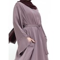 Split Cuff Plain Abaya Mauve