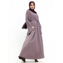 Split Cuff Plain Abaya Mauve