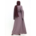 Split Cuff Plain Abaya Mauve