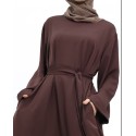 Cuff Plain Abaya Brown