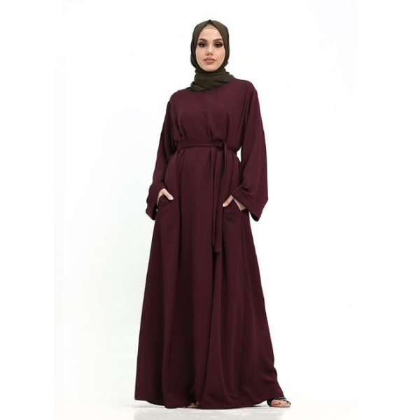 Cuff Plain Abaya Plum