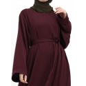 Cuff Plain Abaya Plum