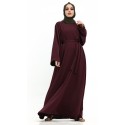 Cuff Plain Abaya Plum