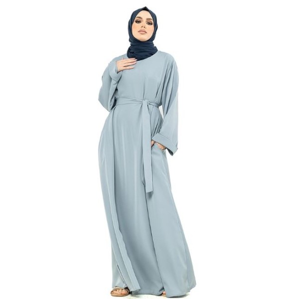 Cuff Plain Abaya Blue