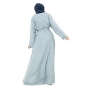 Cuff Plain Abaya Blue