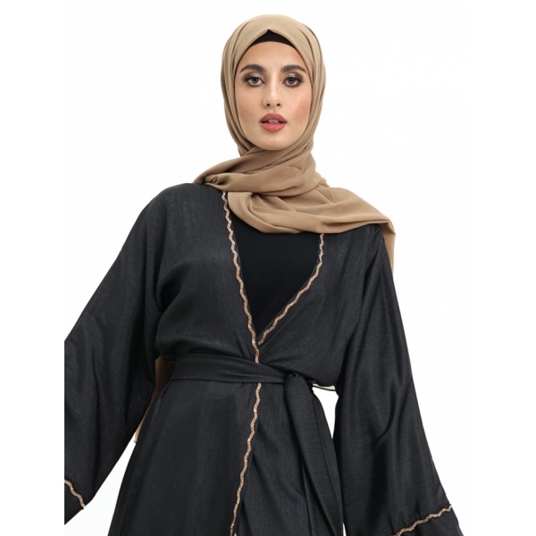 Charmeause Abaya with slip Black