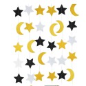 Gold & Black Moon Star Glitter Paper String Set