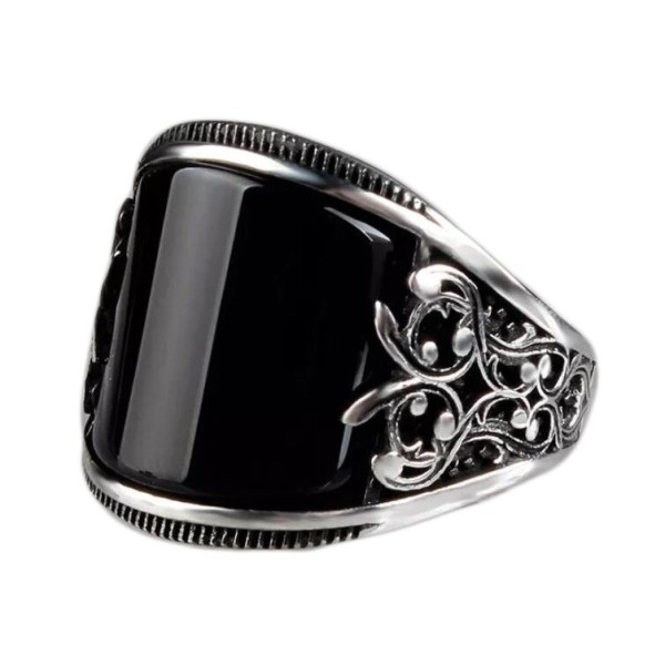 Onyx Agate Stone Sterling Silver Turkish Ring