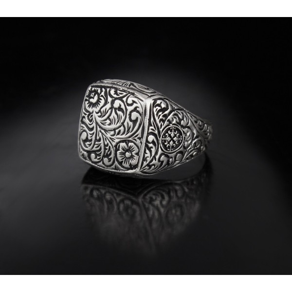 Engraved Pure Silver Ring