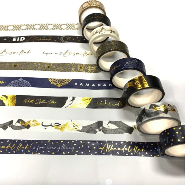 Gold foiled Washi Tapes 15mm 10m Rolls